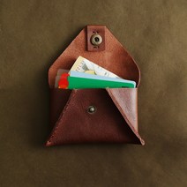 수제 가죽 사선 카드지갑 오일풀업 브라운