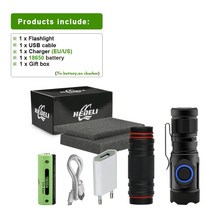 200000 루멘 가장 강력한 미니 전술 LED 자전거라이트캠핑렌던손전등 USB XPG3 토치 방수 18350 또는 18650 배터리 충전식, HD509D1-BOX1, 은