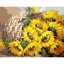 유쾌한컴퍼니 DIY 유화그리기 명화그리기 세트 40X50 200종, A-042 해바라기 바구니