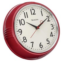 Westclox 레트로 1950 주방 벽시계 241cm95인치 레드, Red_9.5