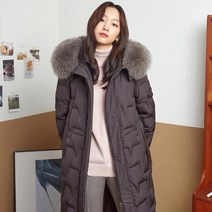 여성 폭스퍼 오리털 모던 롱 패딩 점퍼