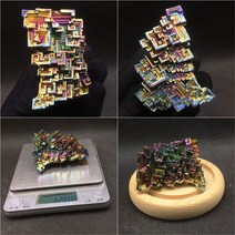 비스무트 무지개금속 비스무스 천연원석 비스무트결정 큐브, 샴페인 X0982-120.8g