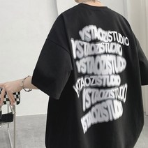 빈티지 스트릿 복고풍 반팔 티셔츠 미국스트릿반팔 티셔츠 남성 여름 커플 면화 복고풍 오버핏 일본 옷 녹색