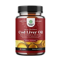 IcelicCodLiverOilSoftgels 소프트겔WildCaughtEPADHA오메가 3 오메가 쓰리FishOil1000mgSustainably소스dBurplessFishOil, 180개(1팩)