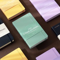 프리즘 3년 일기 A5 자기계발 다이어리 여성 대학생 직장인 선물 행복 워라밸 고급 양장 제본 밴딩 만년, MILKY YELLOW