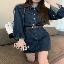 어썸클로젯 유앤미 카라 캐주얼 데일리 데님 벨크로원피스