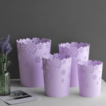 제이와이홀딩스 인테리어 예쁜 플라워 오픈형 휴지통 4사이즈, 1개, 스카이블루(미니)