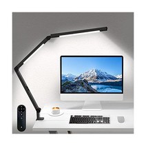 Micomlan 클램프 LED 데스크 램프 듀얼 라이트 조절 가능 스윙 암이 건축용 클립, Black+Remote