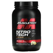 머슬테크 Nitro Tech 100% 유청 골드 프렌치 바닐라 크림 맛 907g(2lbs), 4병, 907g