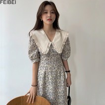 FEIBEI 부드럽다슬림 롱 빈티지 플라워 원피스X008