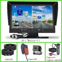 후석모니터 AHD 1080P 101 인치 IPS 스크린 트럭 버스 차량 DVR 레코더 모니터 2 채널 전면 후면 보기 야간 투시경 자동차 카메라, Monitor add Camers+64G TF Card