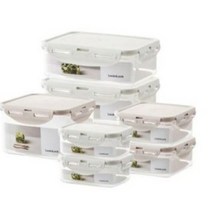 락앤락 향균 스테커블 냉장고 정리 밀폐용기 세트, 2세트, 직350ml*2p+750ml+정600ml*2p+1.3L