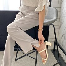 코지 깔끔 단정 스타일 밑단 언발 트임 부츠컷 슬랙스