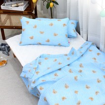 굿몽 시어서커 썸머베어 배덮개 홑이불, 블루