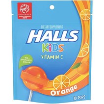 Halls Kids Pops Vitamin C Orange 홀스 키즈 팝 비타민C 오렌지 캔디 10알 3팩, 1세트