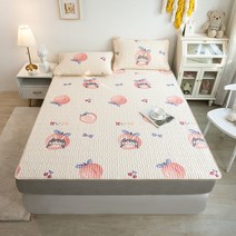 아이스 실크 라텍스 매트 세트 접이식 싱글 및 더블, 90*200cm (2 피스 세트), 복숭아 소녀