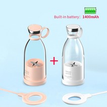 착즙기 휴대용 미니 믹서 전기 과즙 기계 신선한 과일 주스 블렌더 스무디 메이커 컵 병 F 여행 주방, 03 1 Pink nd 1 white