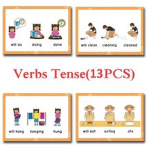 14세이상 불규칙 동사 영어 카드 플래시 게임 퍼즐 학습 교육 완구 어린이 몬테소리 46 개 그룹/세트, [09] Verb Tense, 09 Verb Tense