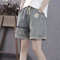 여름/청반바지/루즈핏/밴딩/데님반바지/5부팬츠