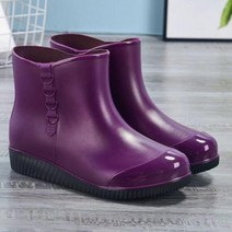 레인부츠 반 앵글 헌터 여름 미끄럼 방지 발목 워터 부츠 여성용 따뜻한 레인 슈즈 방수 주, 40+Purple