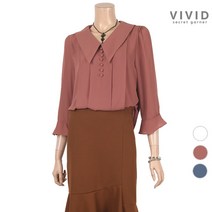 비비드시크릿가너 빅카라 콩단추 블라우스 VS034006