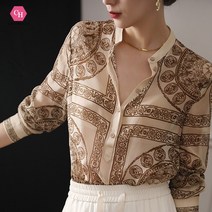 시크힐즈 차이나카라 하프버튼 고풍스러운 블라우스 00073