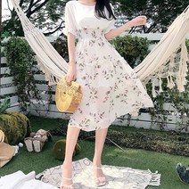 분위기있는 투피스느낌 바캉스룩 플레어 쉬폰원피스_ 167602EA