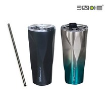 키친아트 보온보냉 스텐텀블러 600ml+스텐빨대1P, 블랙, 600ml