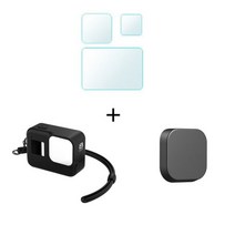 GoPro Hero 8 용 보호 실리콘 케이스 Go Pro 8 액세서리 용 블랙 강화 유리 화면 보호 필름 캡 커버, GMA-07