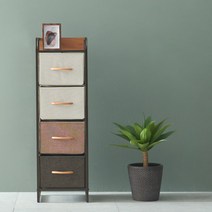 제이픽스 세렉트 패브릭 틈새 수납 서랍장 4단, 믹스