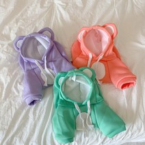 기모 강아지후드티 강아지곰돌이옷 XS-XL, 피치