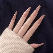 잇템샵 젤 네일팁 인조손톱 셀프 네일 디자인 파츠 큐빅 롱 숏, 015_누드롱스틸 x 2세트, 2개