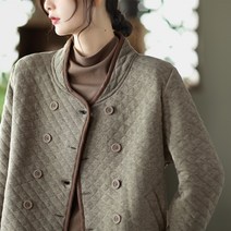 ONEPICK [안심구매 무료교환] 여자 인싸 자켓 레트로 루즈핏 체크무늬 퀼트 더블 가디건