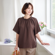 마담그레이스 BL62183 스왈 넥 셔링 반팔 블라우스(2컬러)