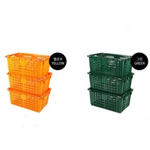 고하중 자재 운반용 손잡이 플라스틱바구니 튼튼한박스 이사 정리 컨테이너상자 과일, 운반바구니특대 녹색
