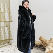 밍크퍼 인조퍼 부드러운 롱코트 페이크퍼 집업 후드 점퍼
