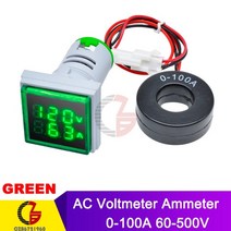전류 전압 측정기 멀티미터 ac 50-500v 0-100a 정사각형 led 디지털 계, 전압계 녹색