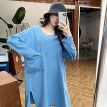 리엘라 다누버 박시 포켓 구제 트임 미니 원피스