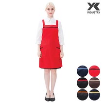 [NEW] 예경 깔끔한 한 줄 포인트 H형 앞치마, 빨간색/검정띠(PO-7992)