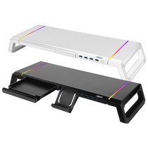 ABKO MES100 사이드 폴딩 RGB 오거나이저 USB 3.0 모니터받침대 (화이트)