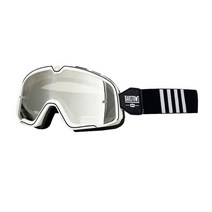 빈티지 할리 오토바이 고글 레트로 클래식 바이크 스쿠터 헬멧 방풍 고글 100% 오토바이 안경 할리 고글 레트로 오프로드 승마 바람과 모래 헬멧, 흰색 프레임 검은색 테두리 은색 필름 흑백 벨트 단일