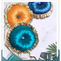 프릴 원형 호박 쿠션 소파 의자 등쿠션 코튼 실크 느낌, 12