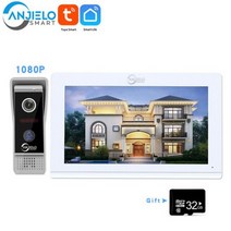 [케이로] 343151 개인 주택용 와이파이 비디오 도어 엔트리 인터콤 가정용 폰 투야 인터폰용 10 인치 모니터 4 선 1080P, 1080P203-86130-32g