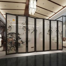 침대파티션 공간분리 매쉬 기림막 인테리어 한옥, 빨간색 우드 문 3개 높이 135x180cm