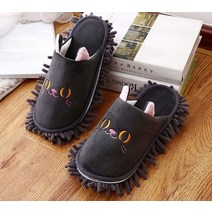 CND 고양이 청소 슬리퍼 거실 바닥 청소용 청소포 걸레 실내화 발걸레 리필패드, 곰 청소슬리퍼 브라운