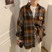 2컬러 여성 봄 가을 체크 셔츠 루즈핏 긴팔 남방 간절기 가디건 LSY