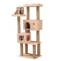 Catforest천연 사이잘 로프 스크래칭 포스트가 있는 나무 캣트리 콘도 고양이 새끼 고양이를 위한 액티비티 타워 액티비티 타워 애완동물 놀이 집 가구 실내용(타입, Type B