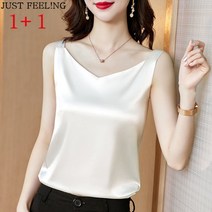 JUSTFEELING 여자 민소매 블라우스 이너 정장 나시 실크 빅사이즈 나시티 정장이너 1+1