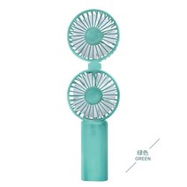 손잡이 트윈 터빈 휴대식 소형선풍기 대풍력 USB 충전 더블 헤드 꺾다 겹치다 2945743067, 3000 밀리안 전기 못 (충일 차, 그린