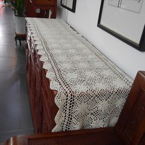 거실장 위에 까는것 손뜨개 레이스 테이블 보 커버 러너 식탁보, 40x140cm, 베이지